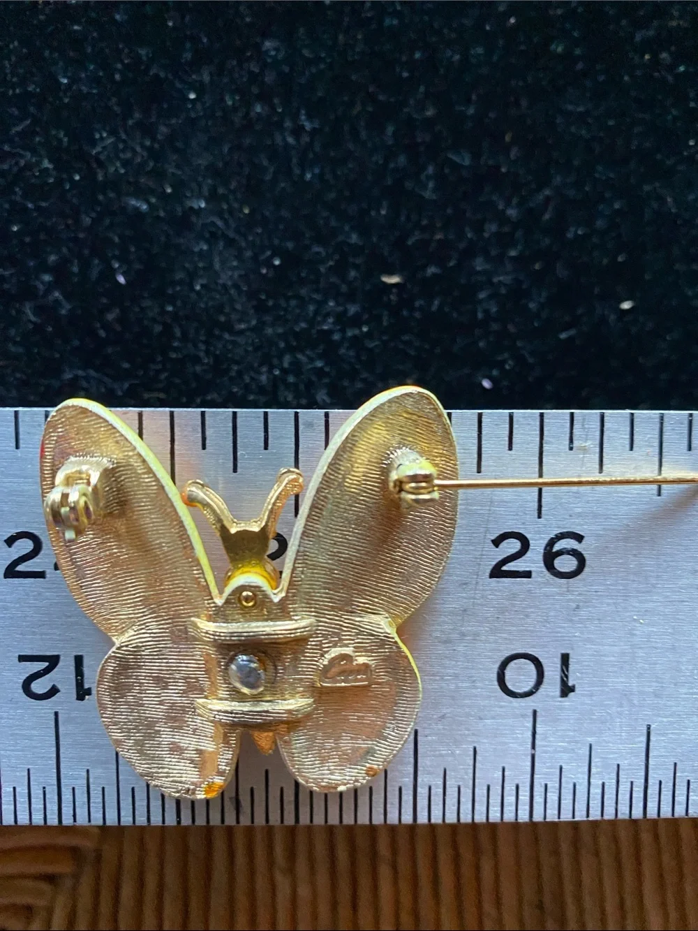 Yellow Enamel Butterfly Brooch with Orange Trim